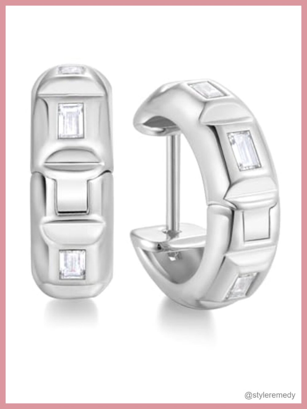 Moissanite Hoop Earrings 925 Sterling Silver Huggie Princess Cut 0.48ct